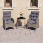 vidaXL Set mobilier grădină, 3 piese, gri, poliratan și sticlă vidaXL Set mobilier grădină, 3 piese, gri, poliratan și sticlă