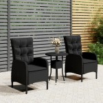 vidaXL Set bistro de grădină, 3 piese, negru, poliratan vidaXL Set bistro de grădină, 3 piese, negru, poliratan