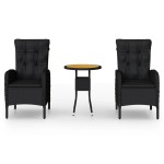 vidaXL Set bistro de grădină, 3 piese, negru, poliratan vidaXL Set bistro de grădină, 3 piese, negru, poliratan