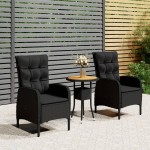 vidaXL Set bistro de grădină, 3 piese, negru, poliratan vidaXL Set bistro de grădină, 3 piese, negru, poliratan