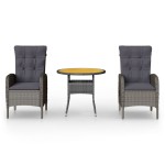 vidaXL Set bistro de grădină, 3 piese, gri, poliratan vidaXL Set bistro de grădină, 3 piese, gri, poliratan
