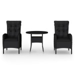 vidaXL Set bistro de grădină, 3 piese, negru, poliratan vidaXL Set bistro de grădină, 3 piese, negru, poliratan