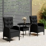 vidaXL Set bistro de grădină, 3 piese, negru, poliratan vidaXL Set bistro de grădină, 3 piese, negru, poliratan
