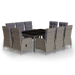 vidaXL Set mobilier de grădină, 11 piese, gri, poliratan vidaXL Set mobilier de grădină, 11 piese, gri, poliratan