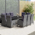 vidaXL Set mobilier de grădină, 11 piese, gri, poliratan vidaXL Set mobilier de grădină, 11 piese, gri, poliratan