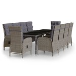 vidaXL Set mobilier de grădină, 11 piese, gri, poliratan vidaXL Set mobilier de grădină, 11 piese, gri, poliratan
