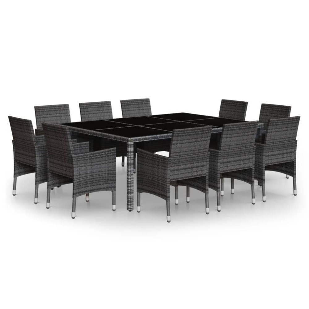 vidaXL Set mobilier de grădină, 11 piese, gri, poliratan