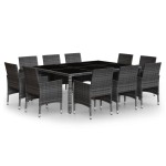 vidaXL Set mobilier de grădină, 11 piese, gri, poliratan vidaXL Set mobilier de grădină, 11 piese, gri, poliratan