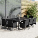 vidaXL Set mobilier de grădină, 11 piese, gri, poliratan vidaXL Set mobilier de grădină, 11 piese, gri, poliratan