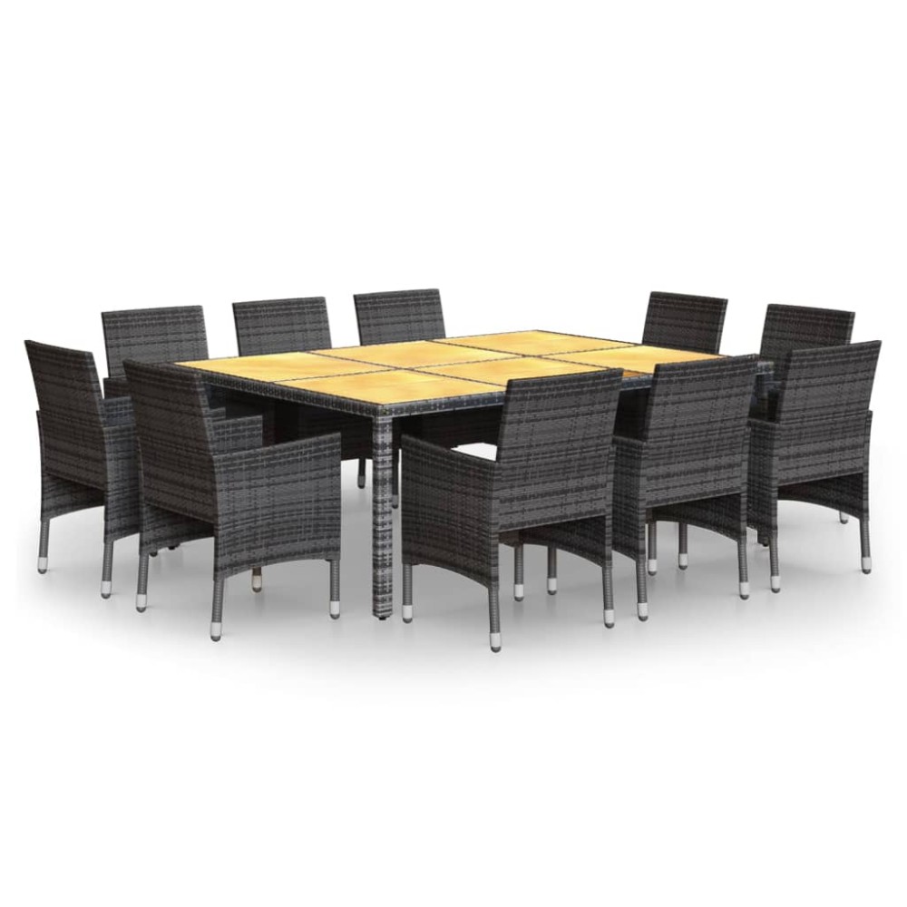 vidaXL Set mobilier de grădină, 11 piese, gri, poliratan