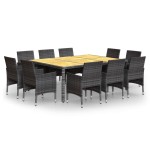 vidaXL Set mobilier de grădină, 11 piese, gri, poliratan vidaXL Set mobilier de grădină, 11 piese, gri, poliratan