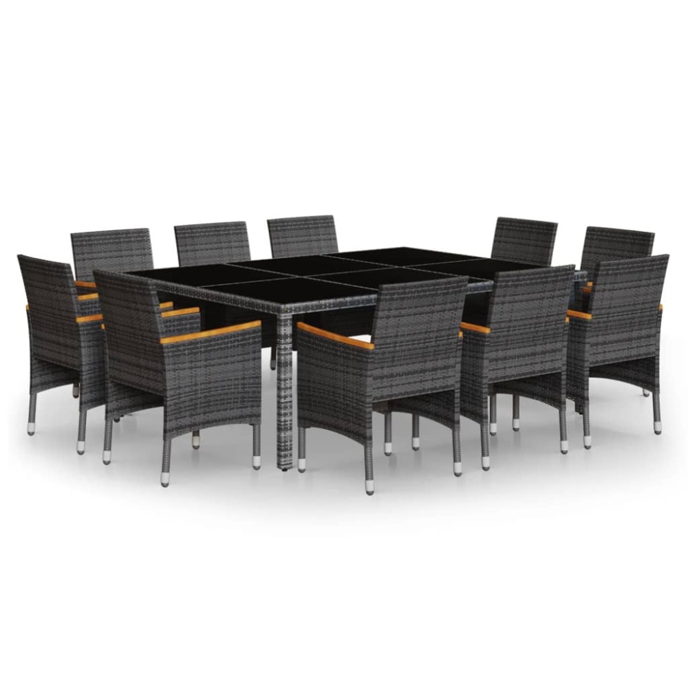 vidaXL Set mobilier de grădină, 11 piese, gri, poliratan
