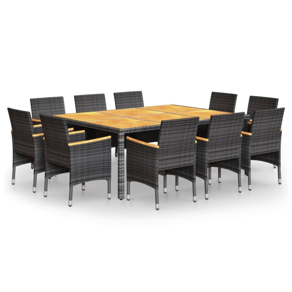 vidaXL Set mobilier de grădină, 11 piese, gri, poliratan