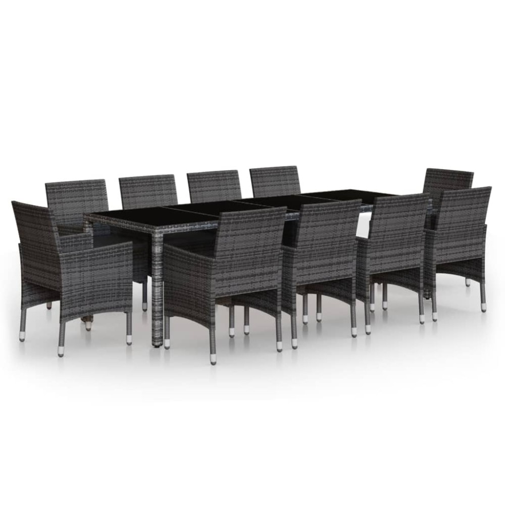 vidaXL Set mobilier de grădină, 11 piese, gri, poliratan