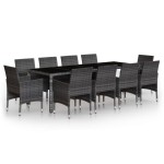 vidaXL Set mobilier de grădină, 11 piese, gri, poliratan vidaXL Set mobilier de grădină, 11 piese, gri, poliratan