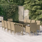 vidaXL Set mobilier de grădină, 11 piese, bej, poliratan vidaXL Set mobilier de grădină, 11 piese, bej, poliratan