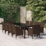vidaXL Set mobilier de grădină, 11 piese, maro, poliratan vidaXL Set mobilier de grădină, 11 piese, maro, poliratan