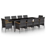 vidaXL Set mobilier de grădină, 11 piese, gri, poliratan vidaXL Set mobilier de grădină, 11 piese, gri, poliratan