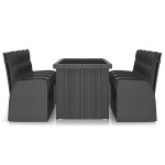 vidaXL Set mobilier de grădină cu perne, 9 piese, negru, poliratan