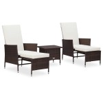 vidaXL Set mobilier relaxare grădină cu perne 3 piese maro poliratan
