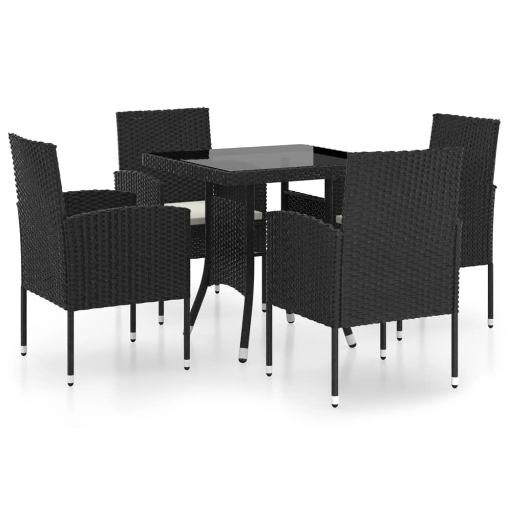 vidaXL Set mobilier de grădină, 5 piese, negru, poliratan