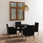 vidaXL Set mobilier de grădină, 5 piese, negru, poliratan vidaXL Set mobilier de grădină, 5 piese, negru, poliratan