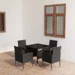 vidaXL Set mobilier de grădină, 5 piese, negru, poliratan vidaXL Set mobilier de grădină, 5 piese, negru, poliratan