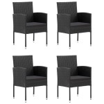 vidaXL Set mobilier de grădină, 5 piese, negru, poliratan vidaXL Set mobilier de grădină, 5 piese, negru, poliratan