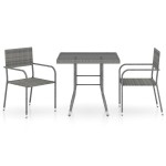 vidaXL Set mobilier de grădină, gri, 3 piese, antracit, poli ratan