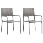 vidaXL Set mobilier de grădină, gri, 3 piese, antracit, poli ratan