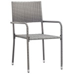vidaXL Set mobilier de grădină, gri, 3 piese, antracit, poli ratan