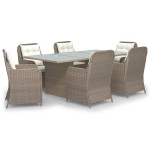 vidaXL Set mobilier de grădină, 7 piese, poliratan