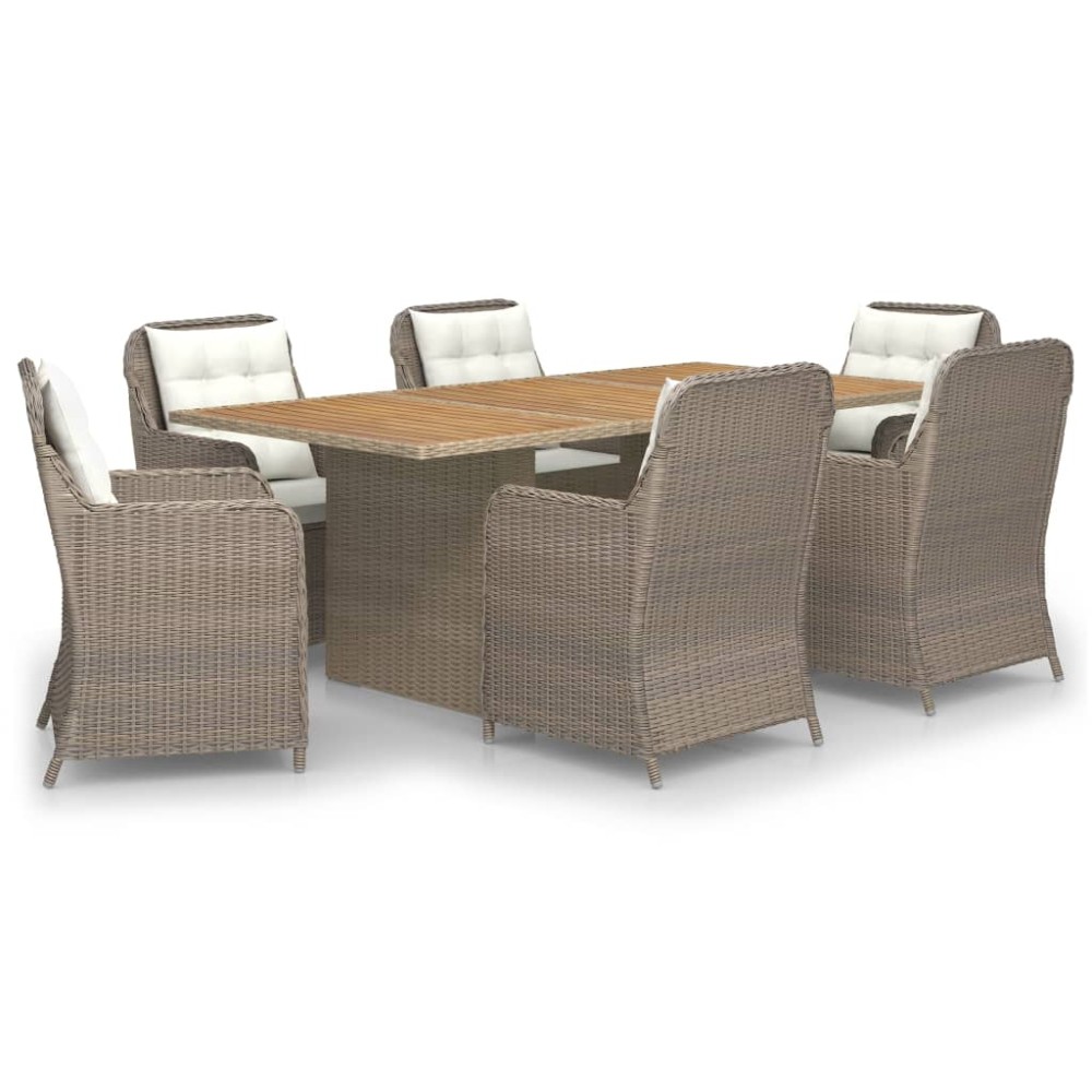 vidaXL Set mobilier de grădină, 7 piese, poliratan
