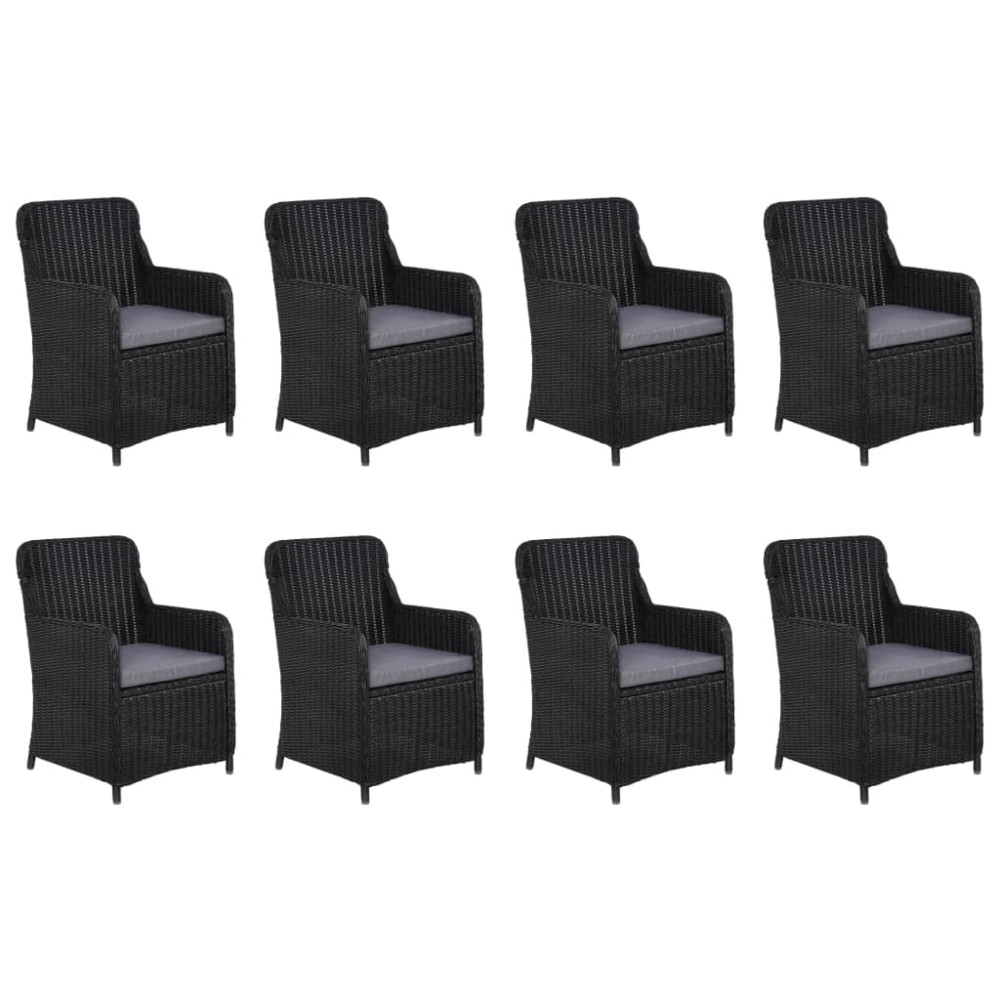 vidaXL Set mobilier de grădină, 11 piese, negru, poliratan
