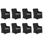 vidaXL Set mobilier de grădină, 11 piese, negru, poliratan vidaXL Set mobilier de grădină, 11 piese, negru, poliratan