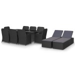 vidaXL Set mobilier de grădină, 11 piese, negru, poliratan vidaXL Set mobilier de grădină, 11 piese, negru, poliratan
