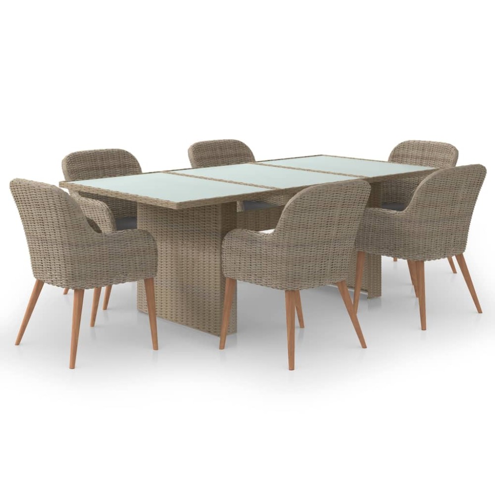 vidaXL Set mobilier de grădină, 7 piese, poliratan