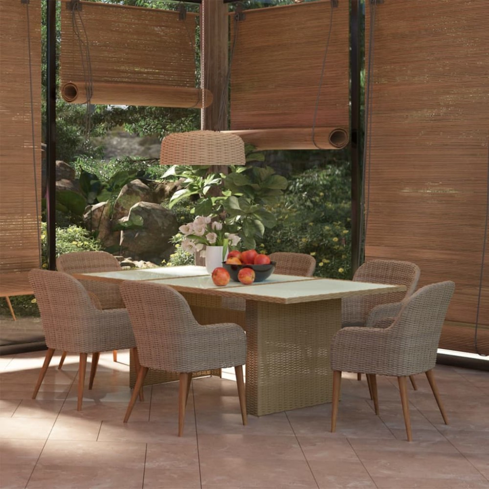 vidaXL Set mobilier de grădină, 7 piese, poliratan