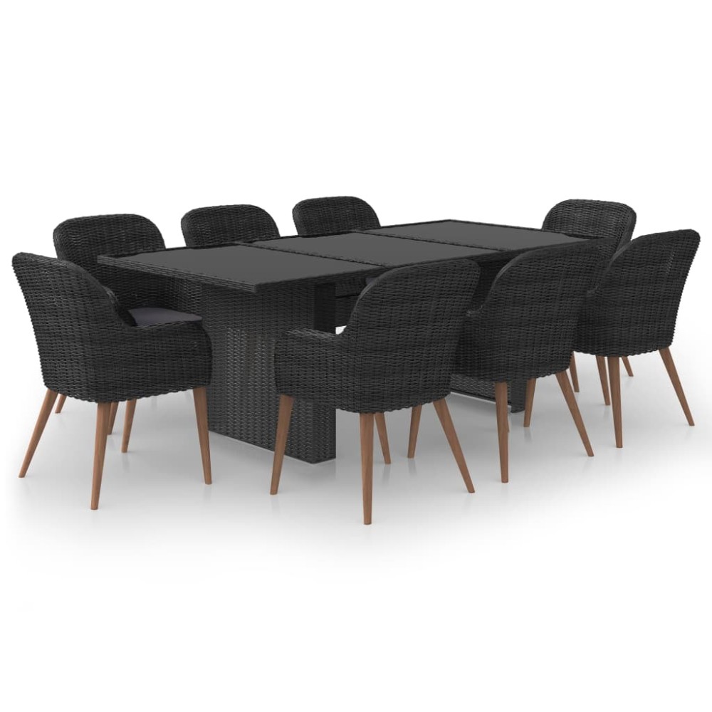 vidaXL Set mobilier de grădină, 9 piese, poliratan