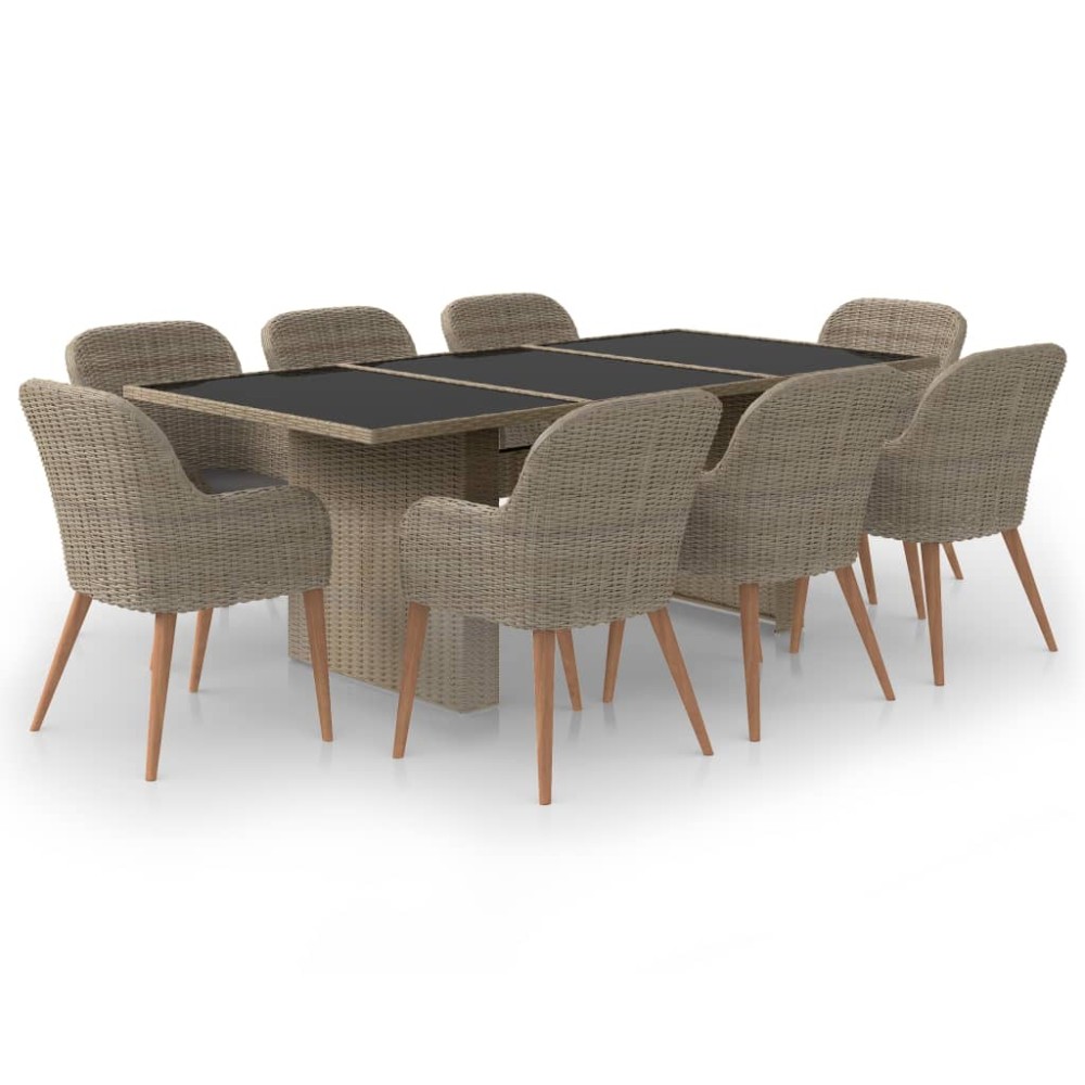 vidaXL Set mobilier de grădină, 9 piese, poliratan