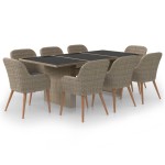 vidaXL Set mobilier de grădină, 9 piese, poliratan vidaXL Set mobilier de grădină, 9 piese, poliratan