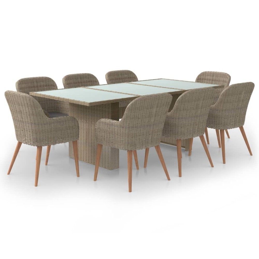 vidaXL Set mobilier de grădină, 9 piese, poliratan