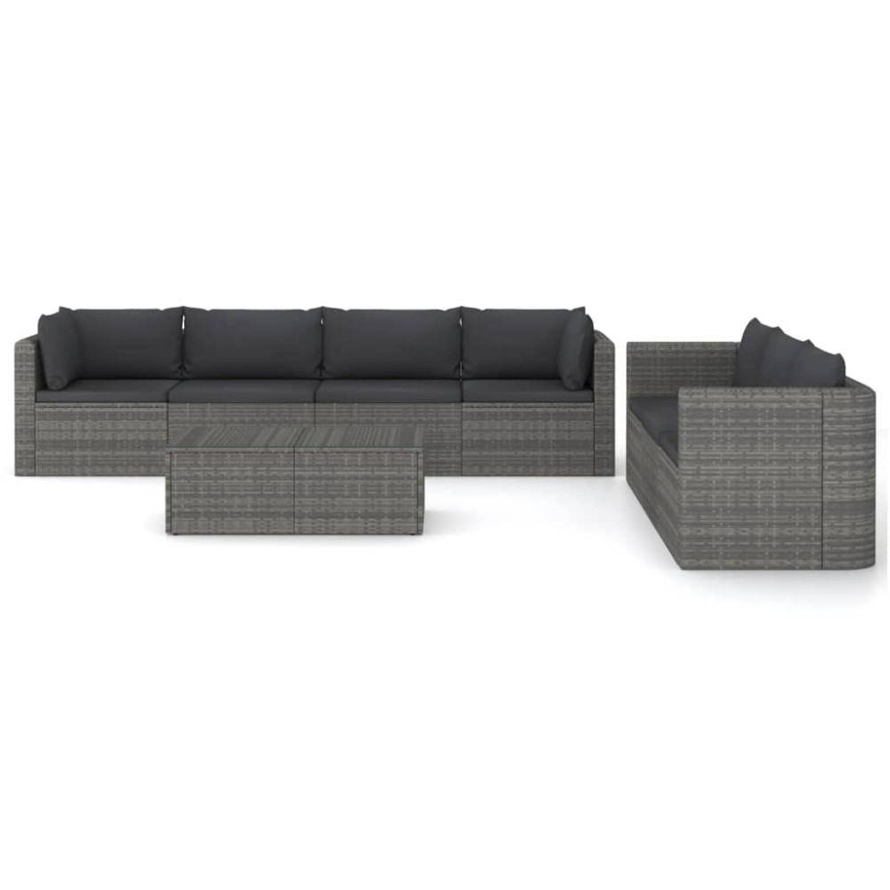 vidaXL Set mobilier de grădină cu perne, 8 piese, gri, poliratan