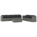 vidaXL Set mobilier de grădină cu perne, 8 piese, gri, poliratan vidaXL Set mobilier de grădină cu perne, 8 piese, gri, poliratan