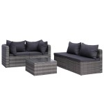 vidaXL Set mobilier de grădină cu perne, 8 piese, gri, poliratan vidaXL Set mobilier de grădină cu perne, 8 piese, gri, poliratan