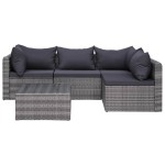 vidaXL Set mobilier de grădină cu perne, 9 piese, gri, poliratan vidaXL Set mobilier de grădină cu perne, 9 piese, gri, poliratan