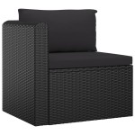 vidaXL Set mobilier de grădină cu perne, 9 piese, negru, poliratan