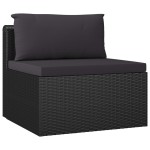 vidaXL Set mobilier de grădină cu perne, 9 piese, negru, poliratan