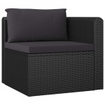 vidaXL Set mobilier de grădină cu perne, 9 piese, negru, poliratan