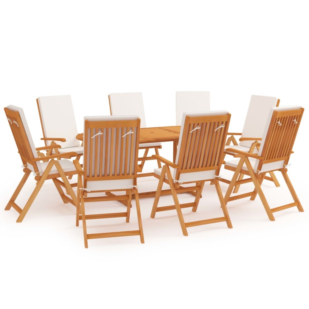 vidaXL Set mobilier de grădină cu perne, 9 piese, lemn masiv tec